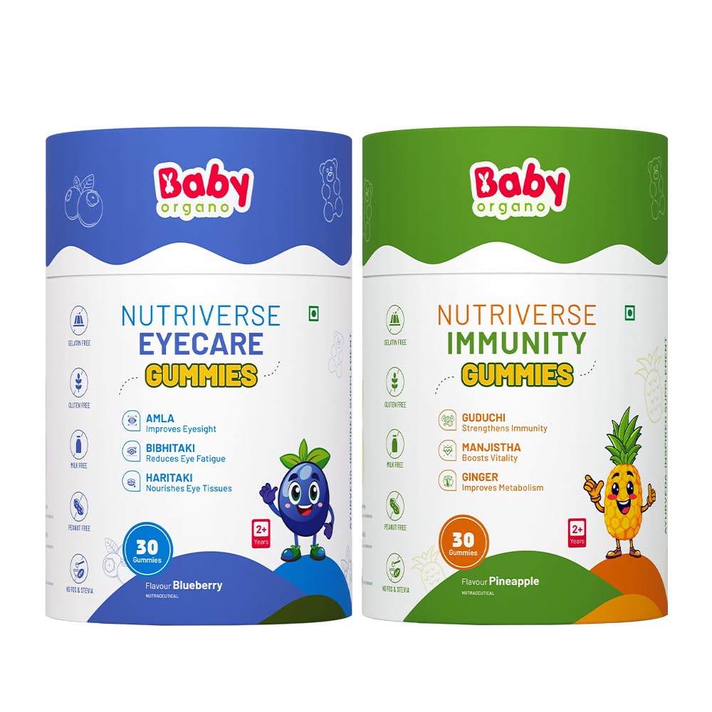 BabyOrgano® Nutriverse Eye Care Gummies for Kids (2-15 Years) – Sharper Vision and Healthy Eyes with Natural Ingredients - New Launch (Eye care gummies + immunity gummies)