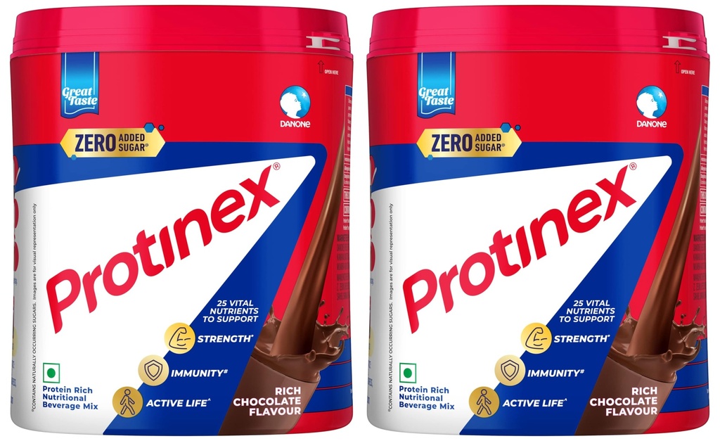 Protinex Health And Nutritional Protein Drink Mix For Adults-(Rich Chocolate Flavor, 400 Gms, Jar) with 25 Vital Nutrients to Support Strength, Immunity & Active Life (Pack of 2)