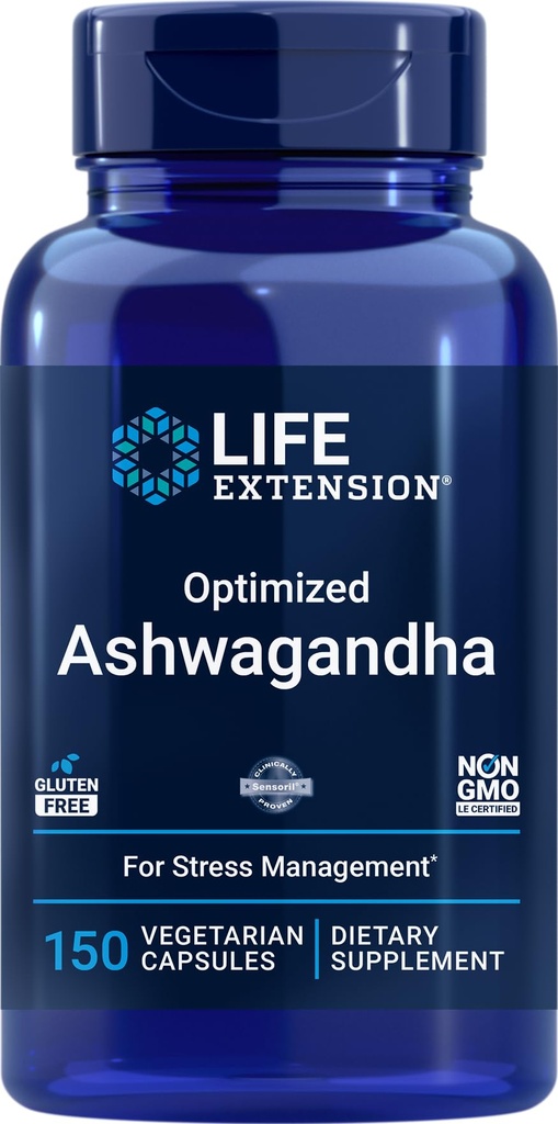 Estensione della vita Ottimizzato Ashwagandha, 150 Caps Veg - Non OGM, Gluten Free, Capsule Vegetariani