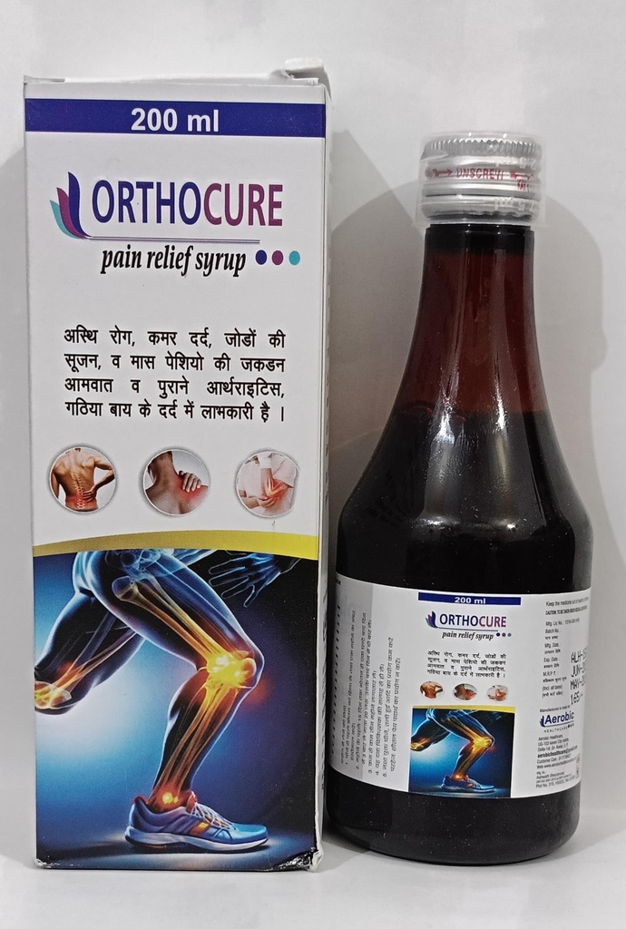 Orthocure Pain Relief Syrup, 200ml, Ayurvedic Joint and Muscle Relief Formula for Back, Knee, and Arthritis Pain | Pack of 2 syrups.