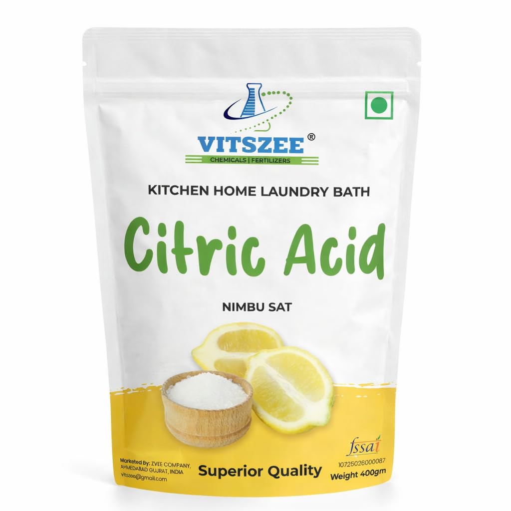 VITSZEE Citric acid 400gm | Nimbu Fool Multiple Purpose Uses For Home and Kitchen, Laundry bath