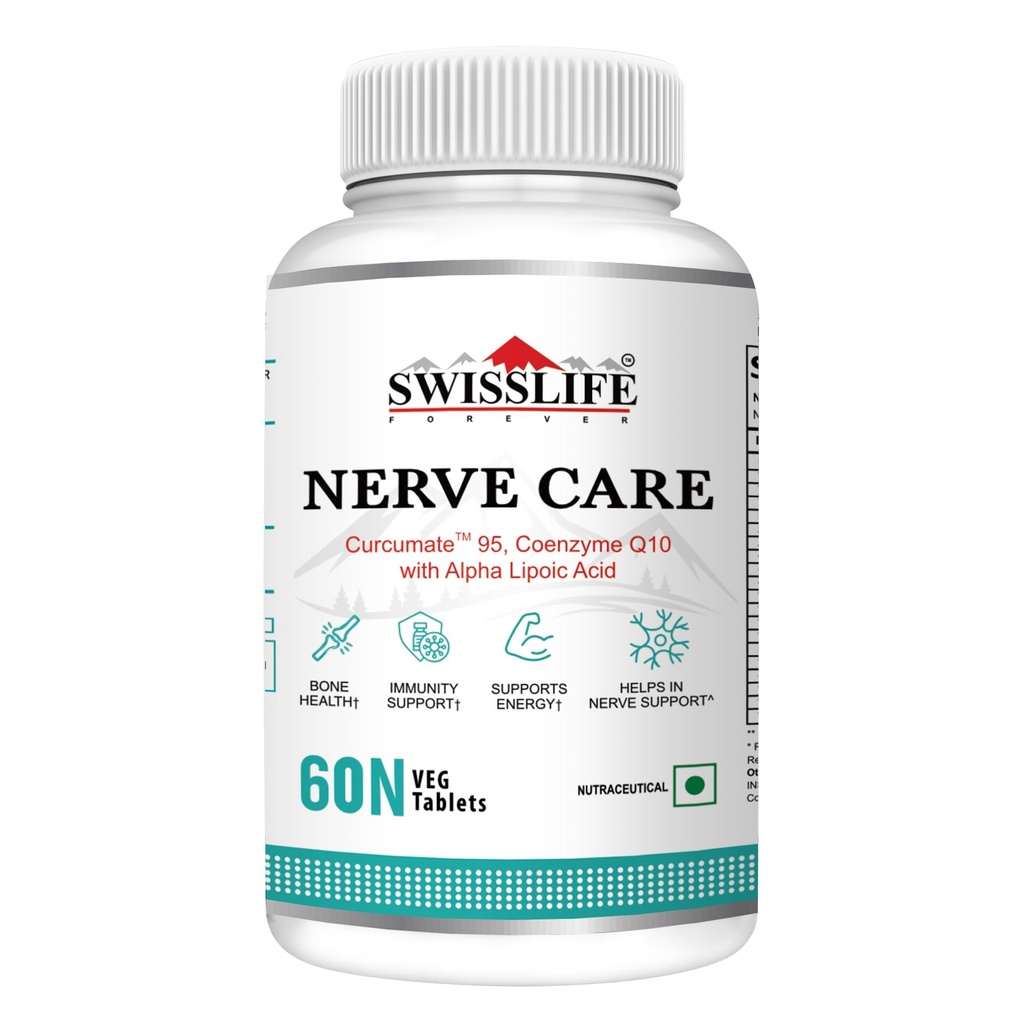 SWISSLIFE FOREVER Nerve Care Tablets (60 Tablets) | Multivitamin with Coenzyme Q10, Alpha Lipoic Acid & B-Vitamins | Supports Nerve Health, Energy & Immunity | For Men & Women