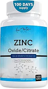 Aamatec Life Zink Supplement 50 mg - Oxid/Kitrate für Immununterstützung und Stoffwechselunterstützung - Vegan Zink 50mg unterstützt Herz- und Augengesundheit - 100 Tische für Männer und Frauen