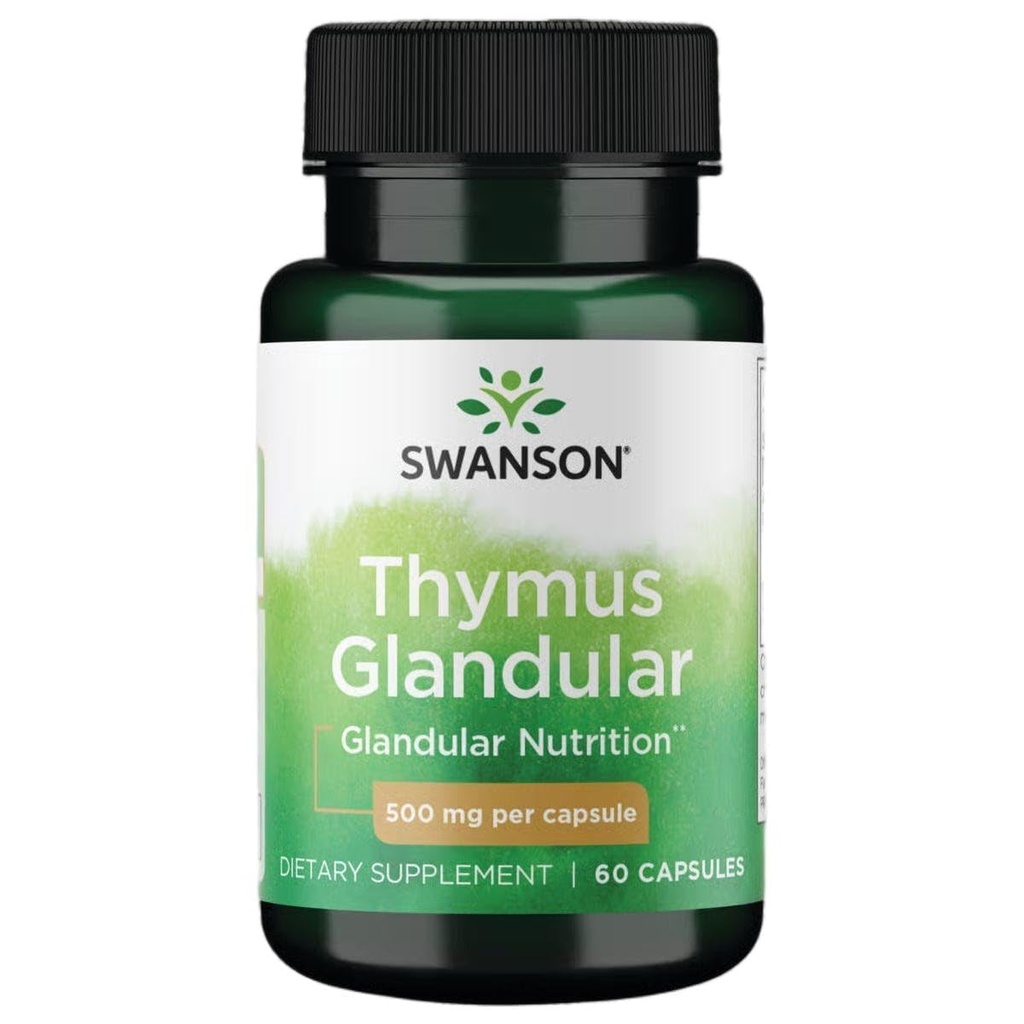 Swanson Raw Thymus Glandulaire 500 Milligrammes 60 Capsules