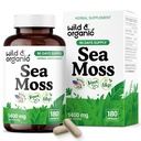Wild & Organic Sea Moss Capsule - Irish Sea Moss Complex with Bladderwrack & Burdock Root for Overall Well-Being - 180 Vegan Seamoss Capsule