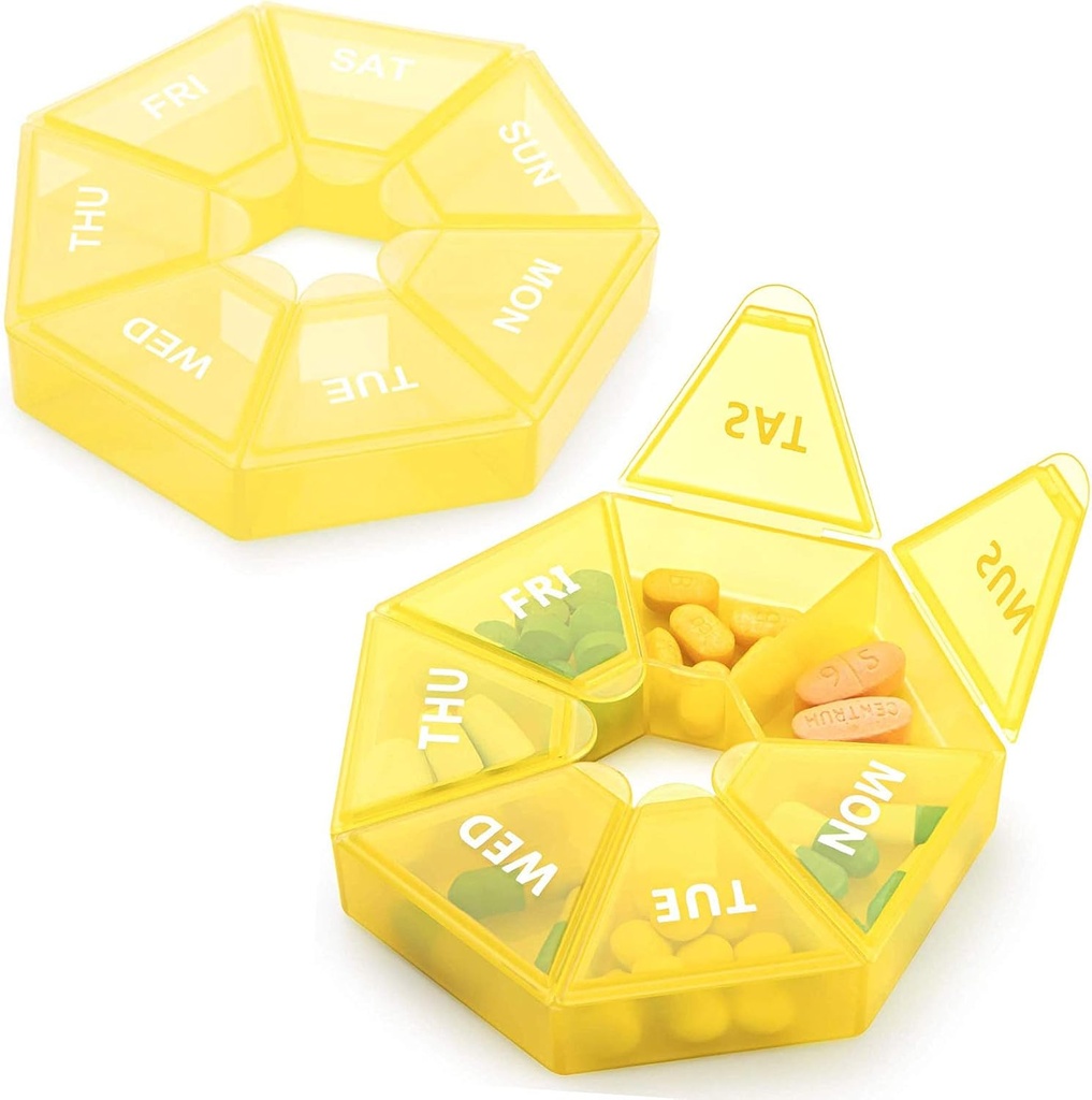 2PCS Weekly Pill Organizer Large 7 Day Pill Box Organizer Daily Medicine Case for Vitamine Fish Oil Pills Suppléments Arthrite Friendly