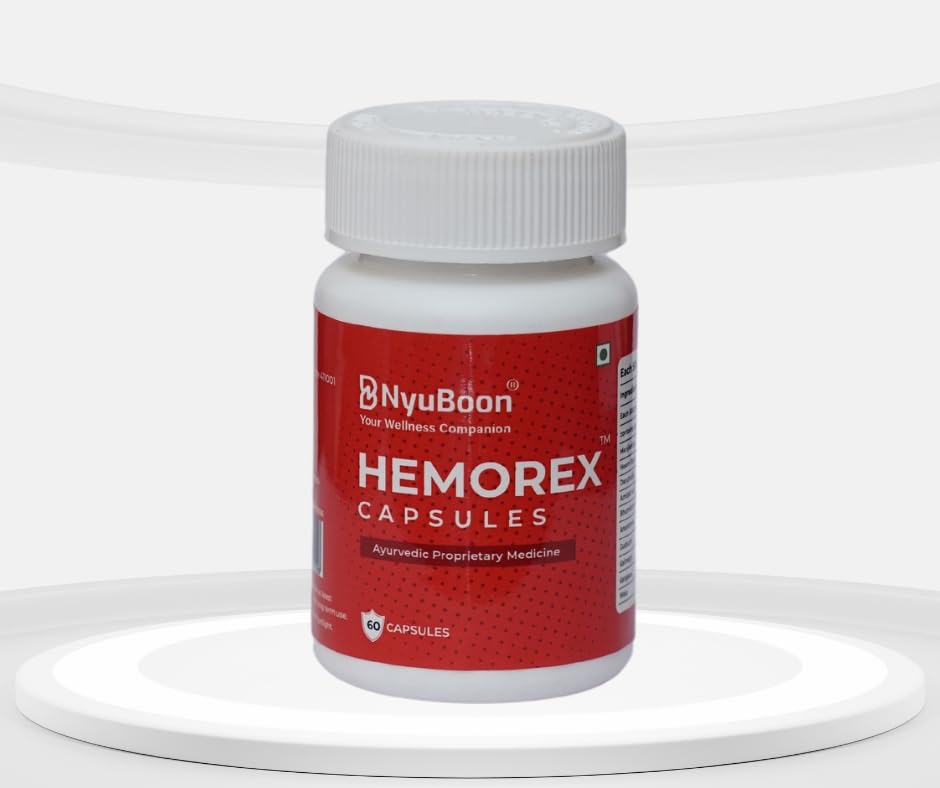 Hemorex Capsules - Ayurvedic Supplement for Blood Circulation, Cardiovascular Health & Energy Boost | Reduces Fatigue | Supports Healthy Oxygen Flow | 60 Capsules
