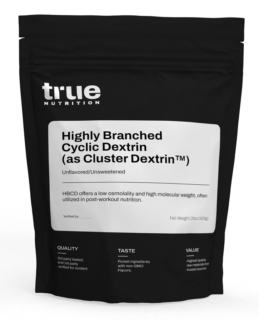 True Nutrition - Highly verzweigt Cyclic Dextrin - Kohlenhydrat-Pulver für anhaltende Intra-Workout-Energie, Enhanced Post-Workout Muskel-Recovery - Vegan und Non-GMO - Unflavored 2lb.