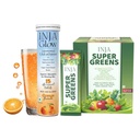 INJA Glow Liposomal Glutathione, Orange Flavour - 15 Tablets + Super Greens 30 Sachets Combo, Vitamin C, E, Hyaluronic Acid with 40+ Vitamins, Reduces Dark Spots, Skin Glow, Immunity & Gut Health