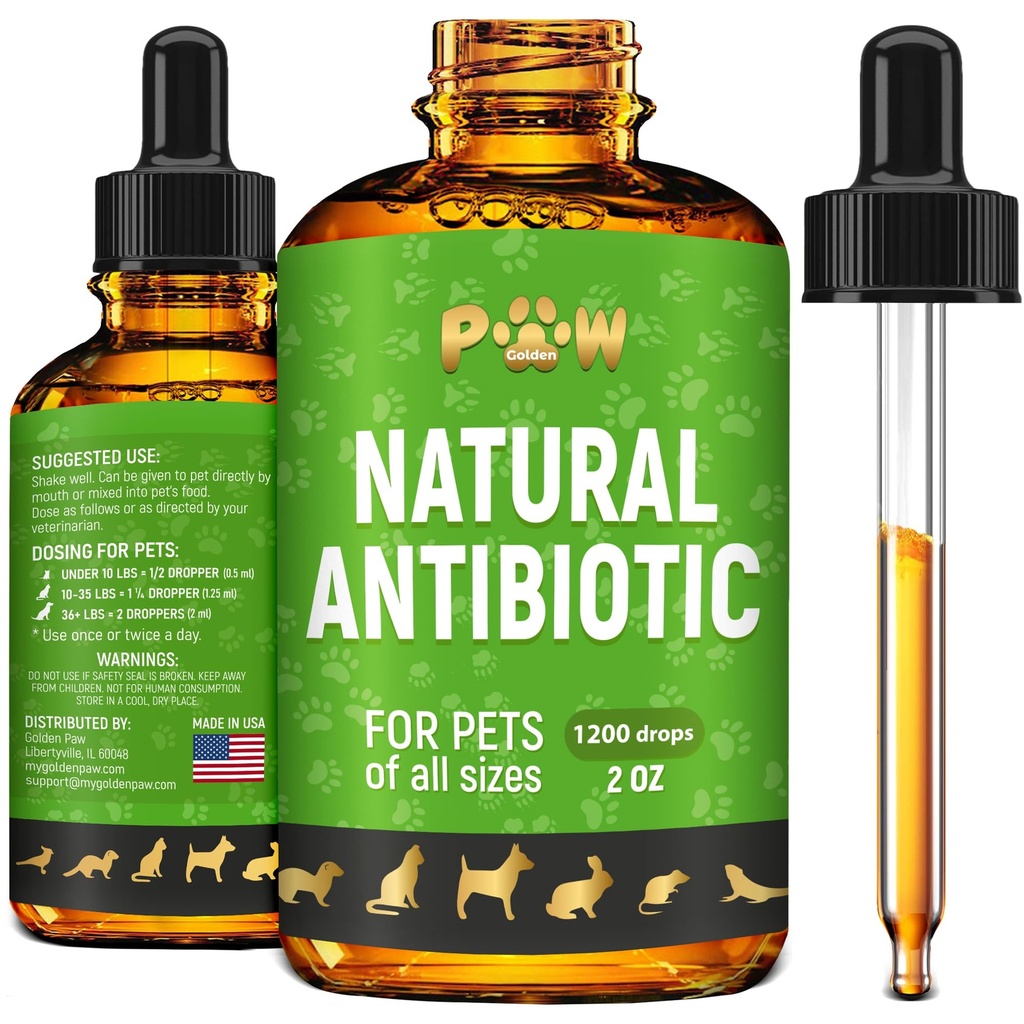 Antibiotici per cani per infezioni, tosse, UTI, allergie, prurito | Antibiotici naturali per gatti per sostenere la pelle, cappotto, & digestione | per tutte le razze e le età | 2 oz
