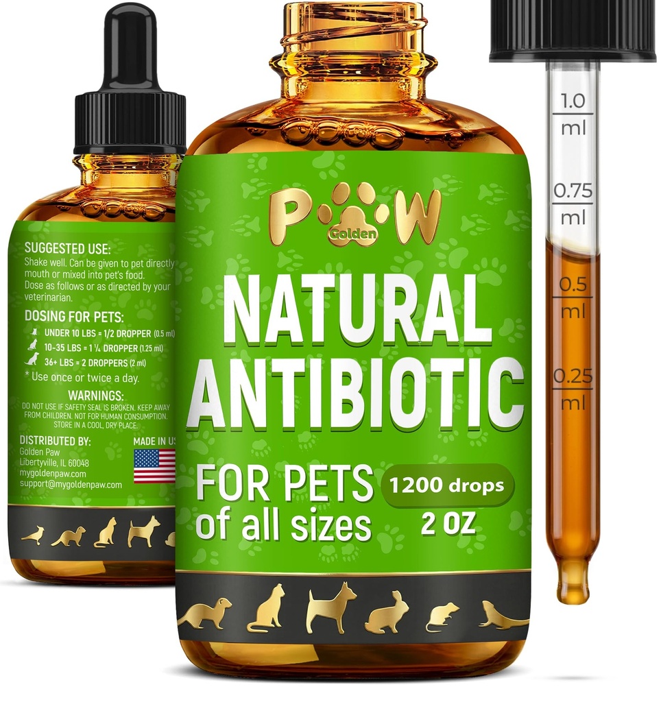 Dog Antibiotics for Infection, Husten, UTIs, Allergien, Juckreiz | Natürliche Antibiotika für Katzen Haut, Mantel, & Digestion | für alle Rassen & Alter | 2 Unze