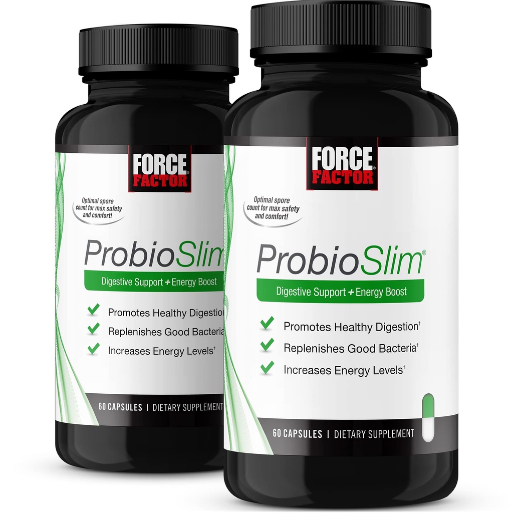 Fattore di Forza ProbioSlim integratore probiotico per le donne e gli uomini con Probiotici e Estratto di tè verde, Ridurre Gas, Bloating, costipazione, Sostegno Digestivo e Salute Gut, 120 capsule (2-Pack)