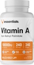 Vitamin A 10000IU pro Servierung, Essentials (240 Servierungen, 240 Softgels)