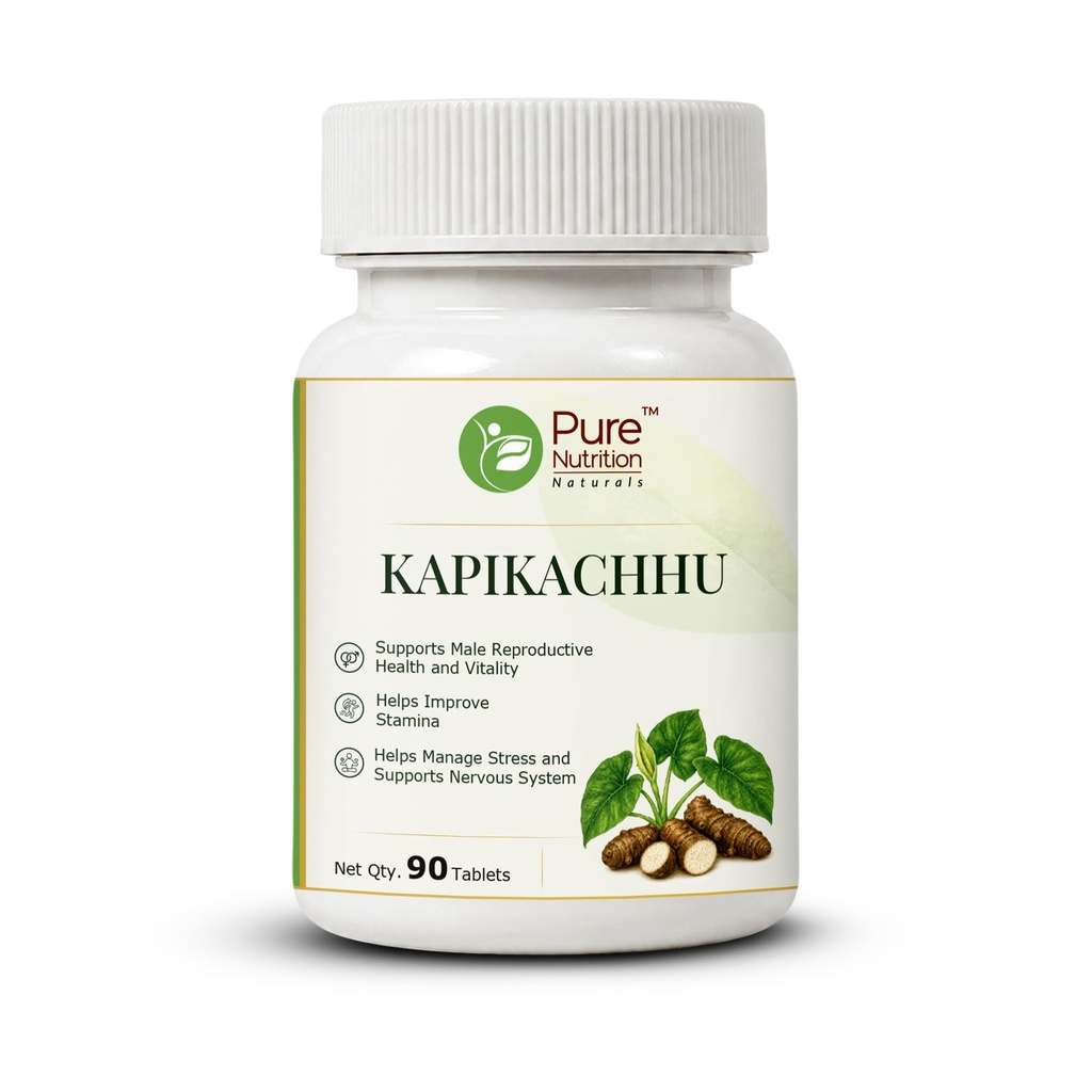 Pure Nutrition Kapikachhu Tablets | Kaunch Beej Mucuna Pruriens Herbal Supplement for Energy, Mood, Vitality & Wellness Support | Ayurvedic Plant Based Formula - 250mg 90 Tabs