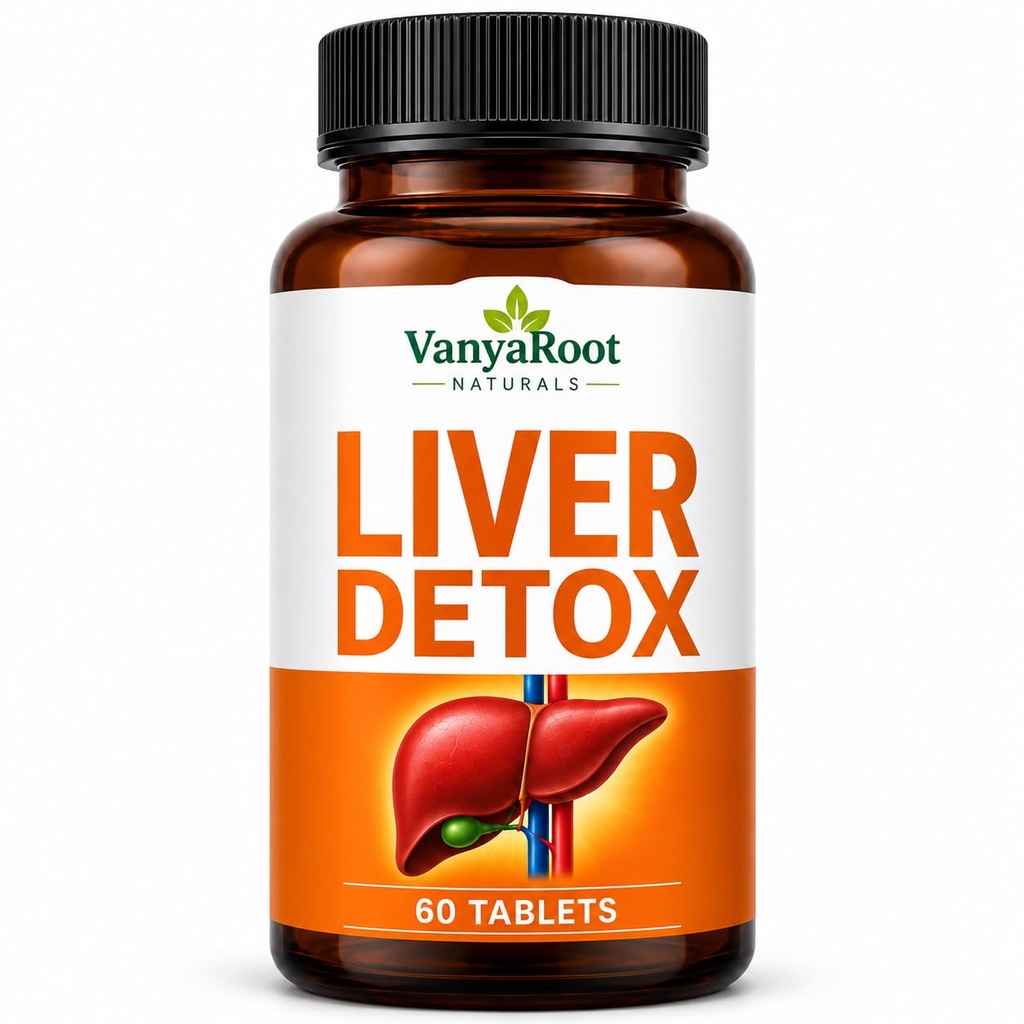 VanyaRoot Naturals Liver Detox Tablets Milk Thistle Extract For Men & Women 500mg | Supports Normal Liver Function & Daily Wellness | Ayurvedic Ingredients | 60 Tablets