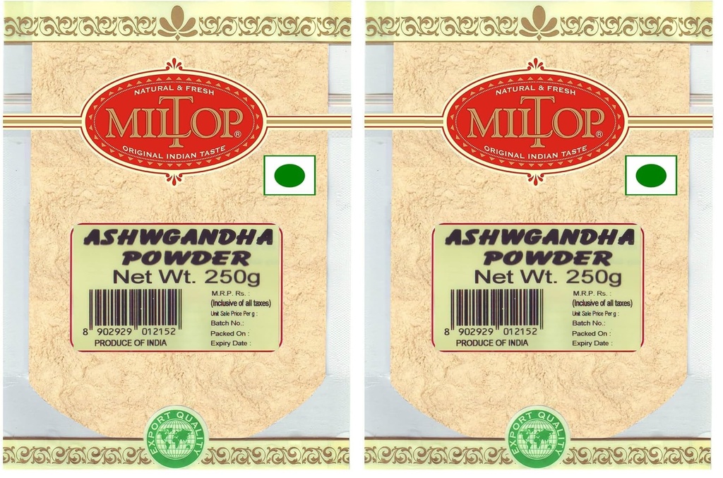 Miltop Ashwagandha Churna 250gm | Export Quality (Pack of 2)