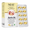 Neat Everyday Garlic Oil Capsules | Allicin Rich | Blood Pressure, Cholesterol & Heart Health | Immunity Booster | Cold Pressed Vegan Lasuna Softgels | Cardiac Wellness 30 Tablets