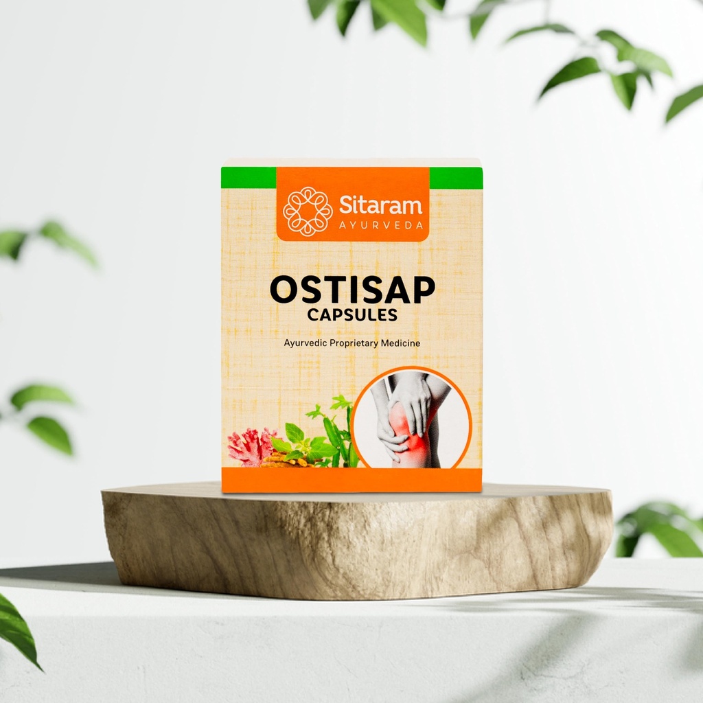 Sitaram Ayurveda Ostisap Tablets | Ayurvedic Bone Support Formula | Helps Strengthen Skeletal System, Joint Stability & Mobility | Natural Calcium Blend, Cissus & Ashwagandha | 60 Nos