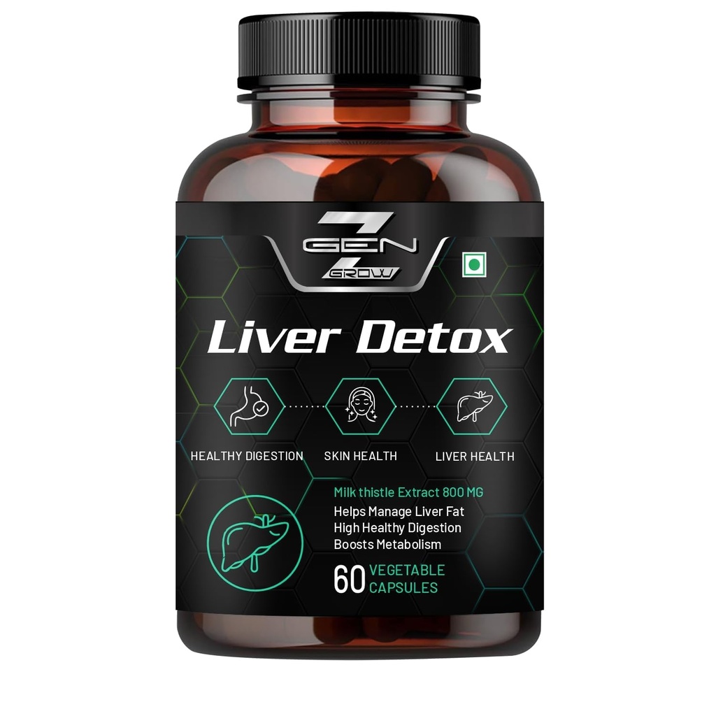 Liver Detox Supplement with Milk Thistle Extract 800mg (30:1) N-Acetyl Cysteine | Beetroot (beta Vulgaris) | Support Fatty Liver and helps Detoxification & Digestion|60 Vegetable Capsule