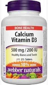Webber Naturals Calcium Carbonate 500mg with Vitamin D3 200iu, 275 Tabs Bonus Pack