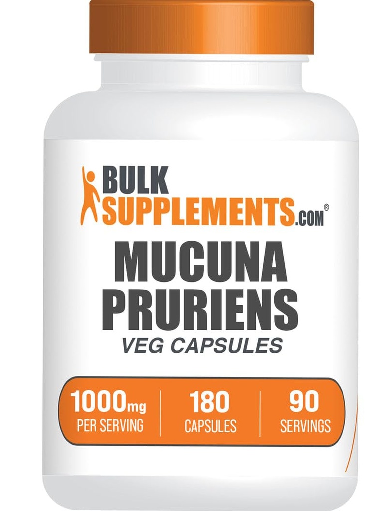 BulkSupplements.com Mucuna Pruriens Capsule - Integratori di erbe, Mucuna Pruriens Supplemento, Velvet Beans - Vegan & Gluten Free, 2 Capsule per Serving (1000mg), 180 Count (Pack of 1)