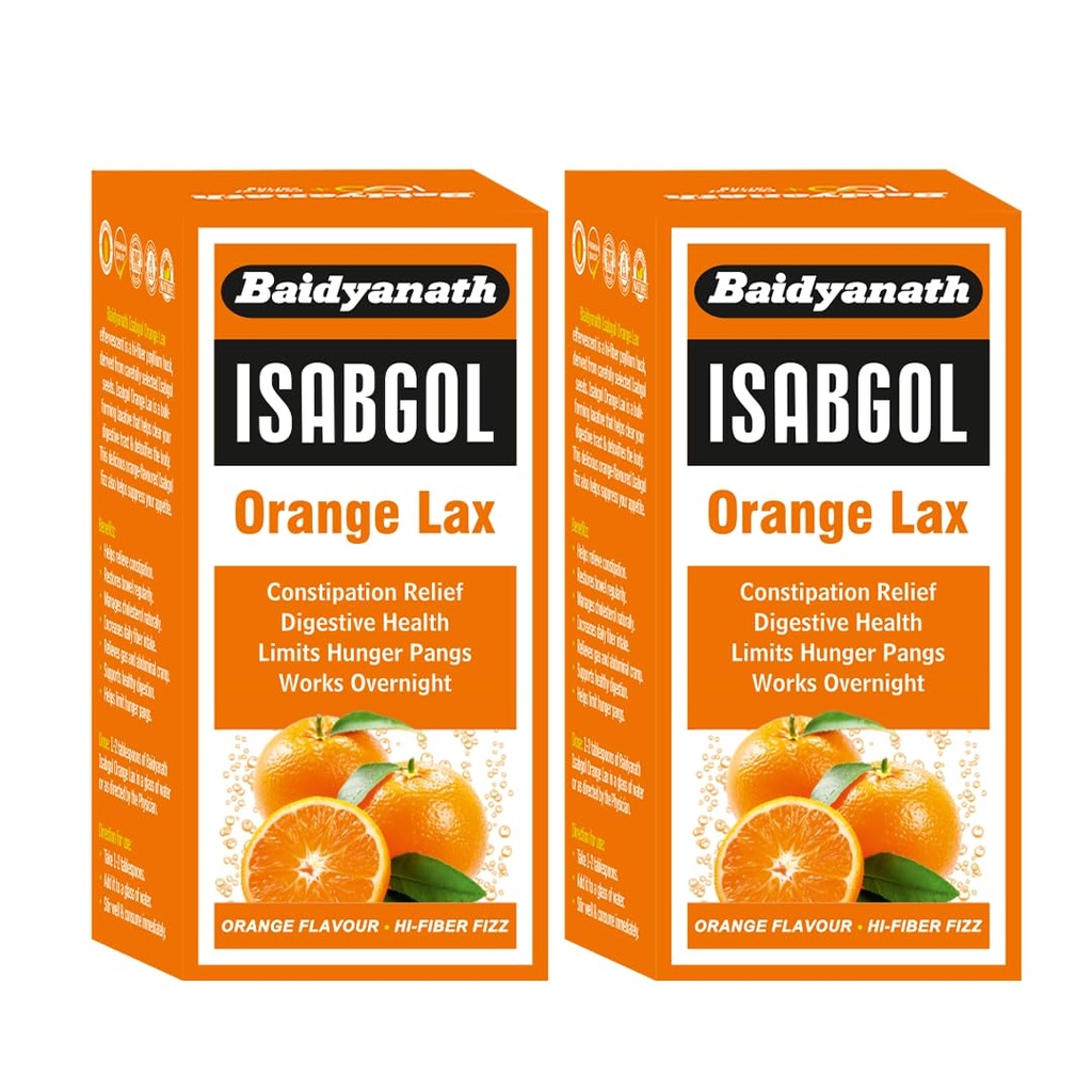 Baidyanath Isabgol Orange Lax - 250 gm (Pack of 2) | Isabgol Husk | Psyllium husk | Natural Constipation Relief |