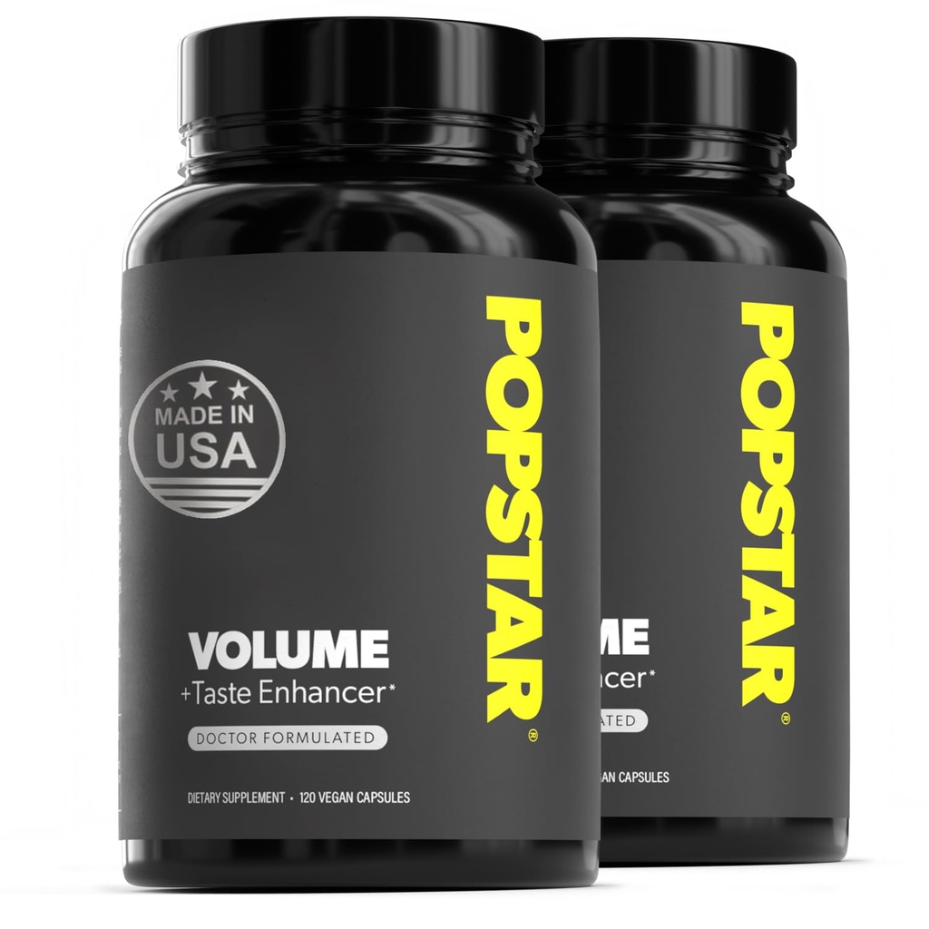 POPSTAR Labs Semen Volume Booster - Supplément pour la santé et la fertilité du sperme pour hommes - Doctor Formulé pour augmenter le volume de charge - Fabriqué aux États-Unis - Non-OGM, biologique, végétalien - 240 capsules - (2 mois d'approvisionnement)