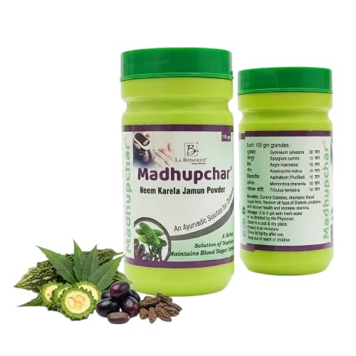 LA BOTANIQUE Madhupchar Neem Karela Jamun Powder for Blood Sugar Management - 100g | Ayurvedic Herbal Supplement Powder for Glucose Support & Metabolism | Natural Ingredients with Shilajit & Gudmar