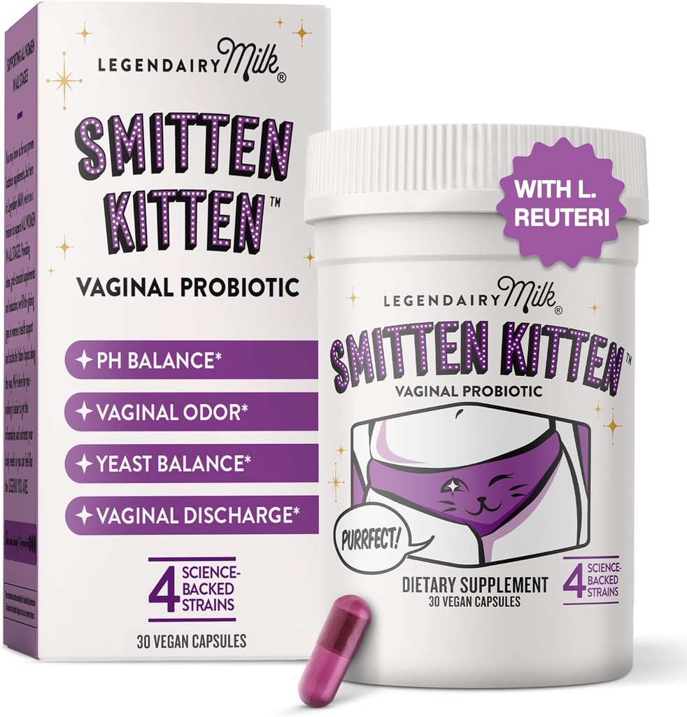 Legendairy Milk Smitten KittenTM - Probiotici vaginali per le donne - Probiotici clinicamente sottoposti Lactobacillus Reuteri per la salute vaginale delle donne - Supporta pH Balance, Flora & Urinary Tract Wellness