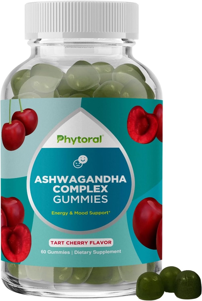Calmare Ashwagandha Gummies per gli uomini e le donne - 750mg Equivalente da 30:1 Estratto di radice con Zinco e Vitamina D - Tasty Adaptogen Stress Gummiess per gli adulti per l'energia & Mood Support (60 Servings)