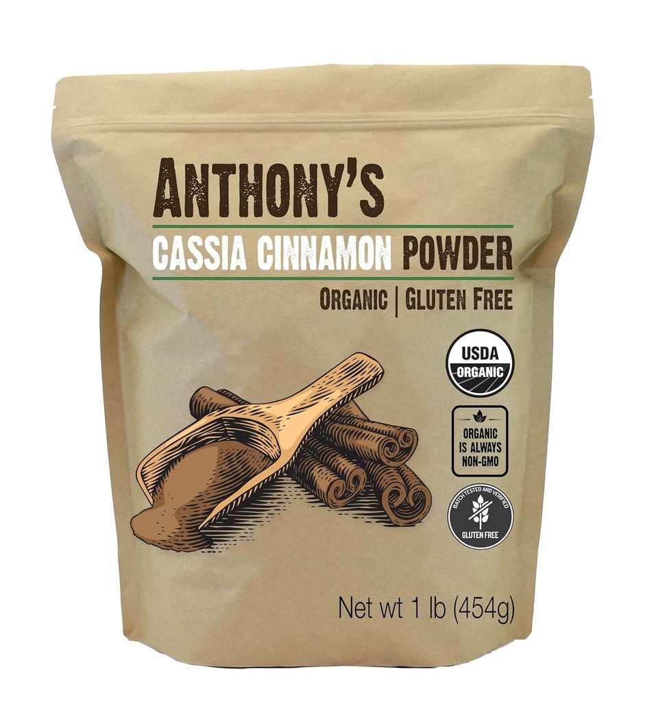Anthony's Organic Cassia Cinnamon Powder, 1 lb, Boden, Glutenfrei, Non GMO, Nicht bestrahlt, Keto Friendly