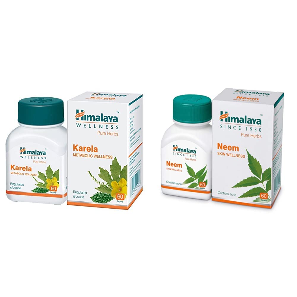Himalaya Wellness Pure Herbs Karela Metabolic Wellness - 60 Tablet & Himalaya Wellness Pure Herbs Neem Skin Wellness - 60 Tablets