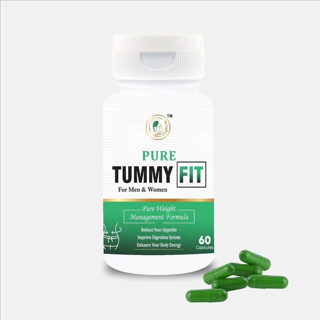 Tummy Fit – Natural Weight Management Capsules for Men & Women | Supports Appetite Control, Digestion & Energy Boost (60 Capsules)