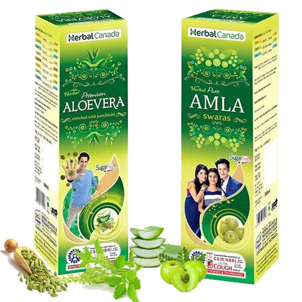 HERBAL CANADA AMLA SWARAS AND ALOEVERA RAS 500ML - COMBO PACK
