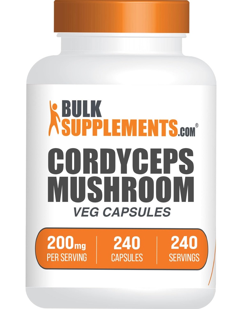 BulkSupplements.com Cordyceps Mushroom Capsules - Cordyceps Extract, aus Cordyceps Sinensis - Glutenfrei, 2000mg Equivalent Servieren - 1 Kapsel per Servieren, 240 Veg Kapseln (Pack von 1)