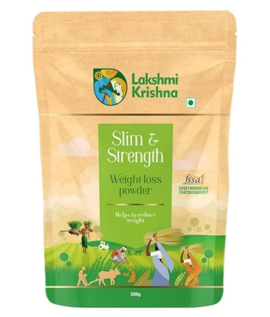 Lakshmi Krishna Naturals Slim & Strength Weight Loss Powder 500g | Natural Weight Management & Energy Boost Formula | Supports Metabolism & Enhances Muscle Tone | Sugar-Free & Plant-Based