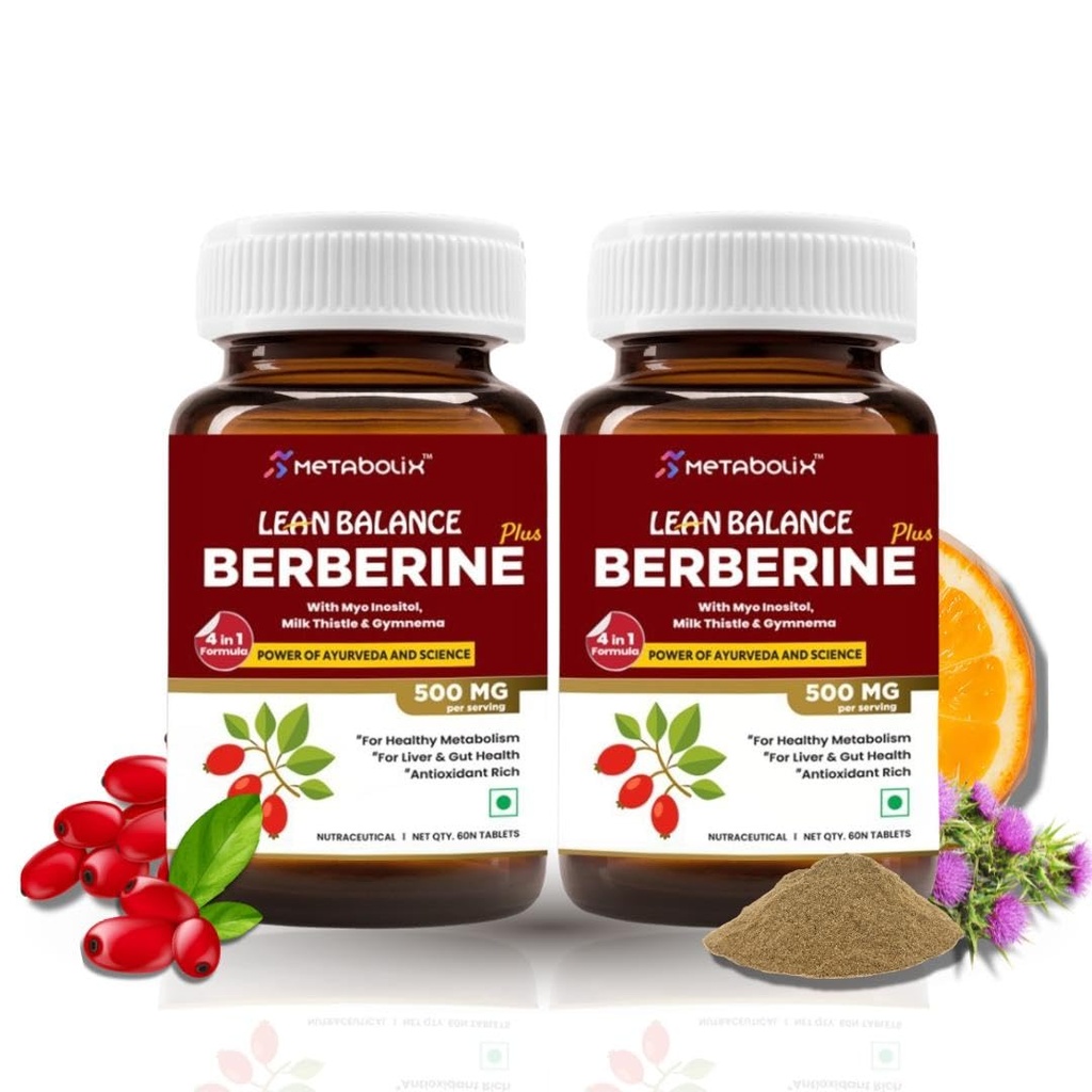 Lean Balance Berberine Plus | Advanced Weight Loss and Hormonal Balance Supplement | 4 in 1 Potent Formula | Premium Berberine, 97% Tested Purity | Myo Inositol, Promote Hormone Balance | MIlk Thistle | Ultra Gymnema Sylvestre, Reduce Sugar Cravings | 60 day Supply (2)