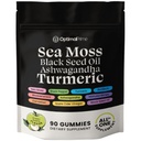 Optimal Prime Sea Moss e Black Seed Oil Gummies, Ashwagandha, Turmerico, Manuka Honey, ACV, Dandelion, Pepe Nero, Burdock, Bladderwrack, Vegan, 90 Gummies 45 giorni di alimentazione