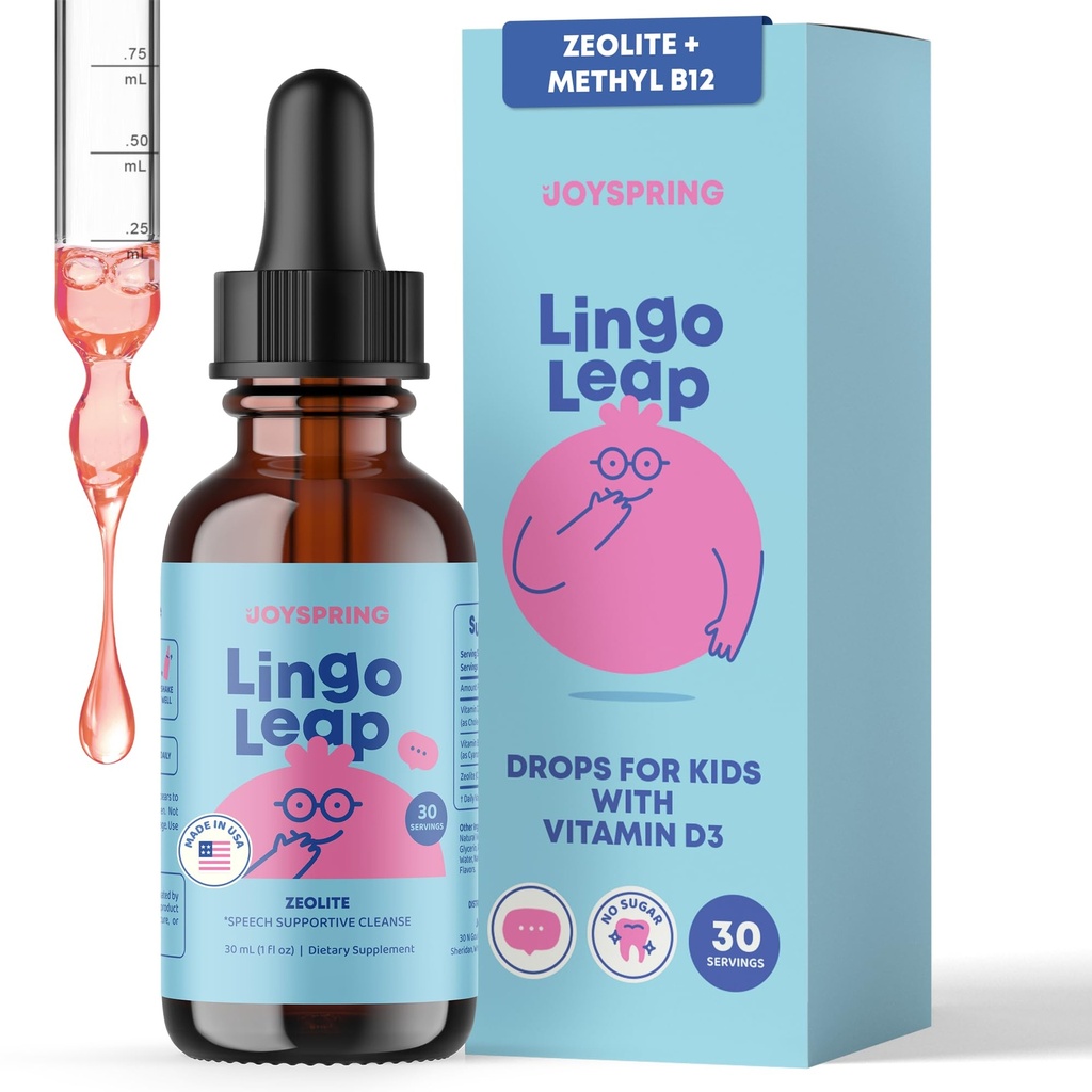 JoySpring LingoLeap – Formule pour enfants liquides avec la clinoptilolite zéolite, le B12 méthylé et la vitamine D3.