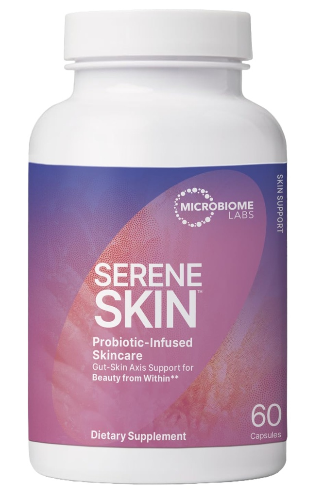 Microbiome Labs SereneSkin - Spore Based Probiotic Complex with Citrus Polyphenols for Skin Clarity & Gut Health Support - Daily Probiotic Skincare - Soothe The Gut-Skin Axis (60 capsule)