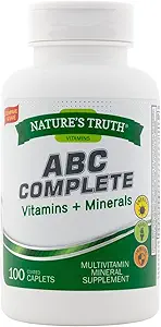 Nature's Truth ABC Vitamines complètes + Minéraux Multivitamine Mineral Supplément - 100 Caplets enduits, paquet de 2