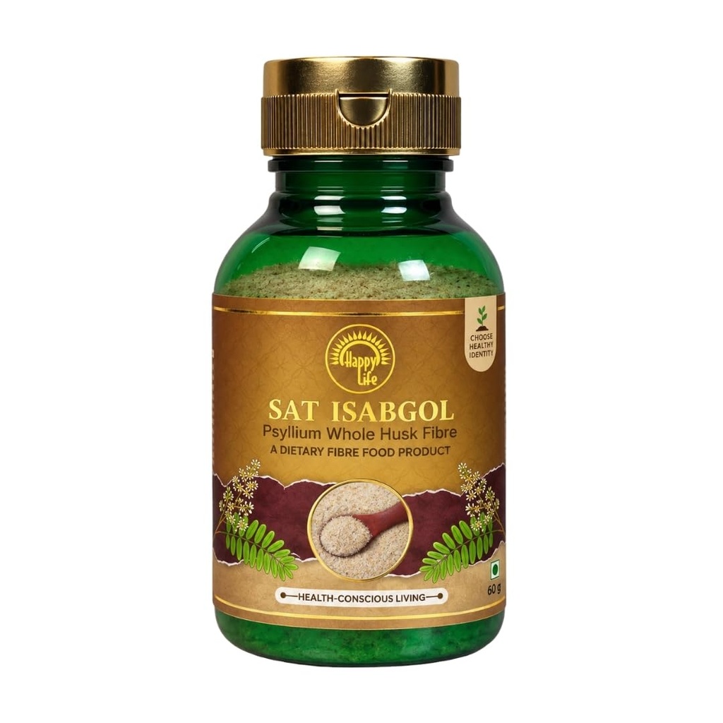 Happy Life Sat Isabgol Psyllium Whole Husk Fibre, 60 g