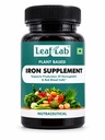 LeafLab Plant Based Iron Supplement for Women & Men – Iron 19mg with Vitamin C, Folate (B9) & 11 Whole-Food Greens | Supports Hemoglobin, Red Blood Cells & Energy | Vegan | 60 Veg Capsules