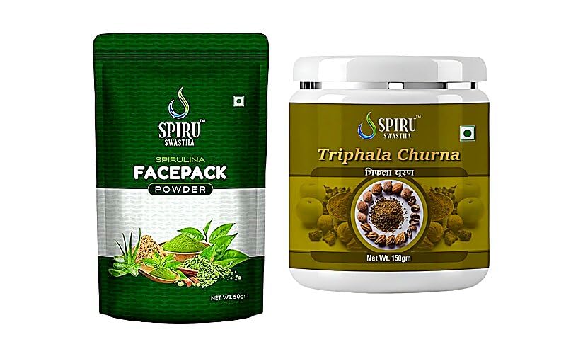 Herbal Supplements Organic Herbal Formula - Spirulina Face Pack Powder 50Gm Triphala Powder 150Gm for Immunity, Vitality & Overall Wellness Support - 100% Pure Natural Extract - For Men and Women