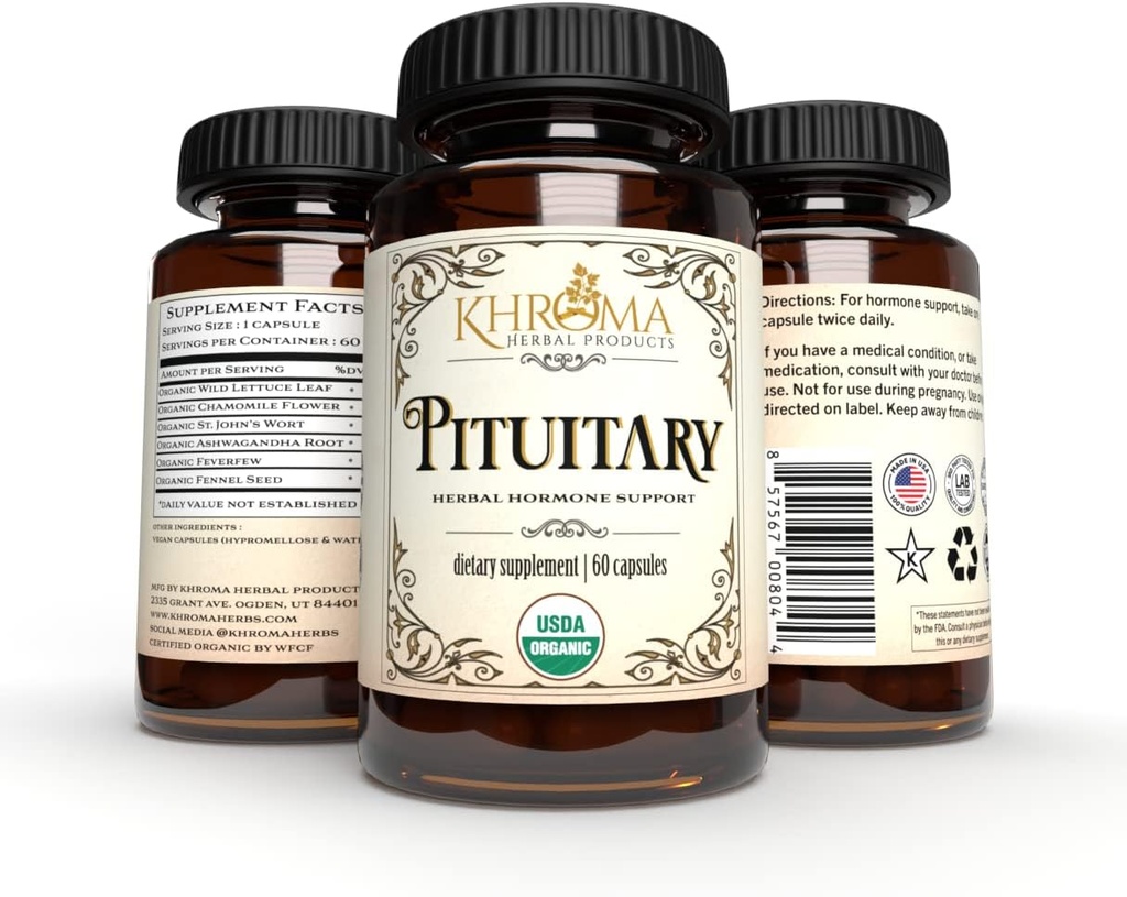 Bio Pituitary Blend - 60 Vegan Kapseln in einer Glasflasche - für maximale Hypophyse Unterstützung - von Khroma Kräuter