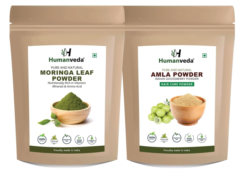 Moringa & Amla Powder Combo | 100G (Pack of 2) Pure Natural Oleifera and for Daily Nutrition, Wellness Healthy Lifestyle Chemical-Free (200Gm)