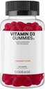 Codeage Vitamine D3 Vitamines gommy, Vitamine D3 5000 UI Gummies Cholecalciferol 125 mcg - 2 mois - Vitamines douces à base de pectines, sans gélatine animale Gummy, fraise, sans gluten - 60 gummes
