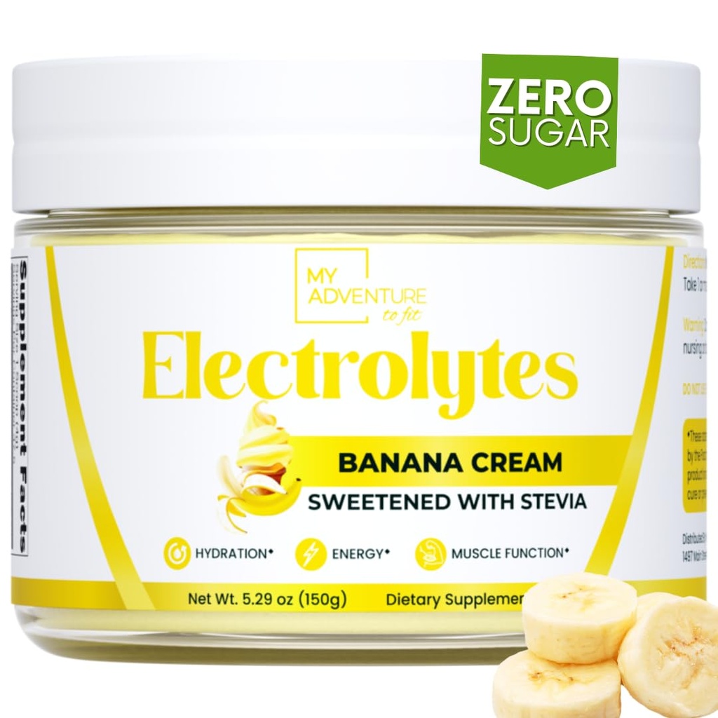 Zero Sugar - Poudre d'électrolytes à la crème de banane - Hydratation rafraîchissante - Énergie sans caféine avec tous les ingrédients naturels - Vegan, Keto & Paleo - Mélange de poudre d'électrolytes sans sucre - 37 portions