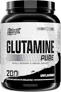 Recherche sur les éléments nutritifs Poudre de L-glutamine - 200 portions - Sans saveur pure, sans OGM et sans gluten