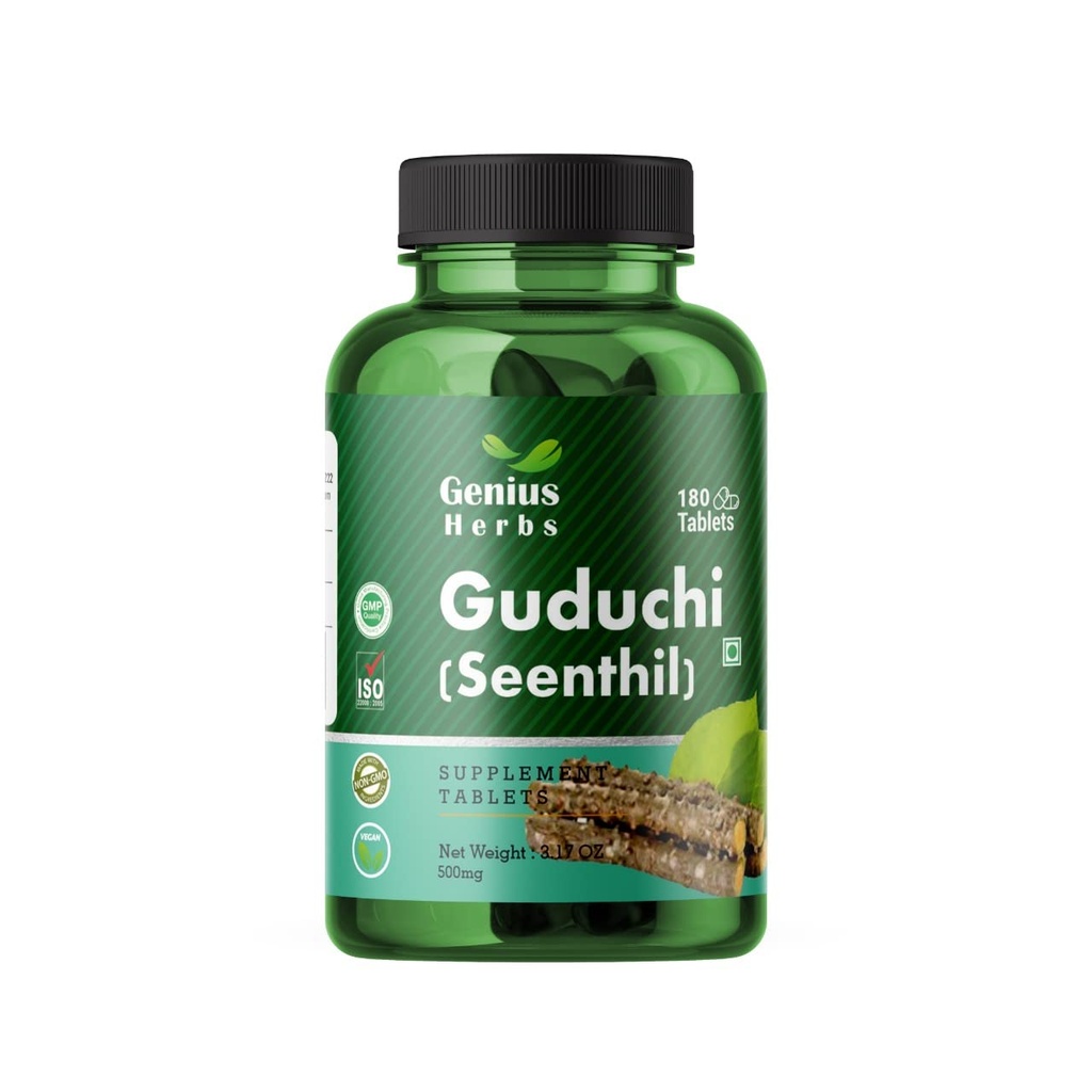 Guduchi Tablets - Pure Herbs Guduchi seenthil Tablets 500mg (180 Tablets) Immunity Wellness/Strengthens Immunity